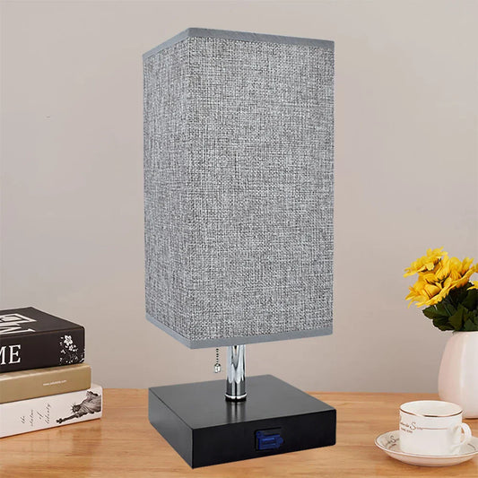 USB Charging Night Light with Gray Fabric Finish