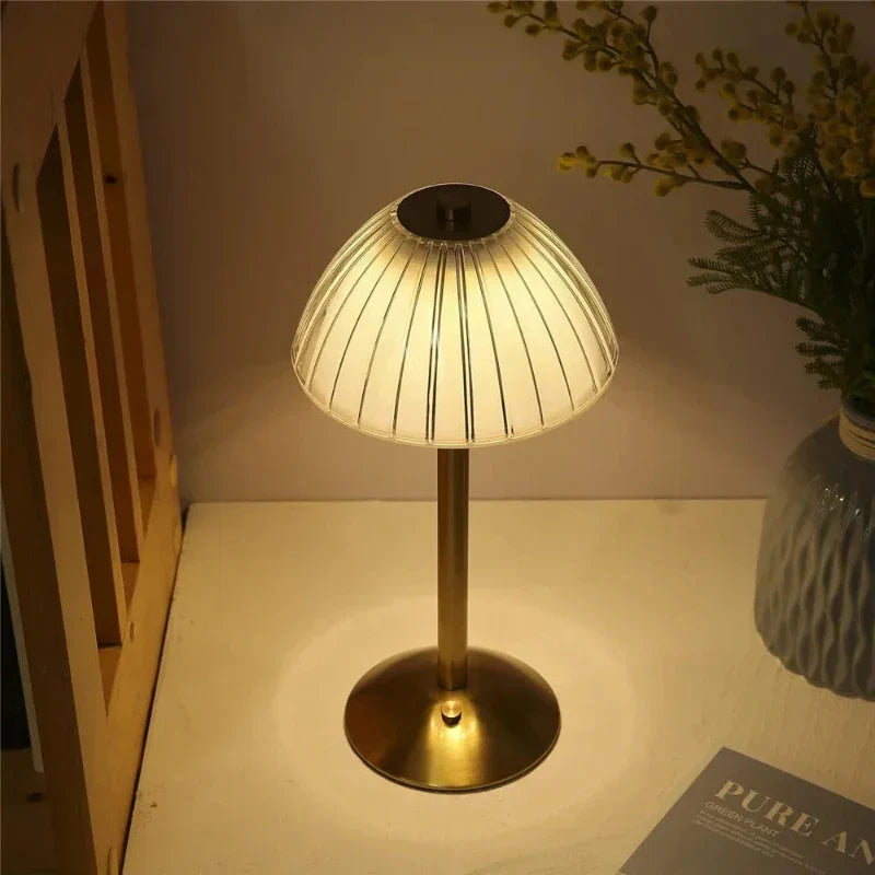 Cordless Dimmable LED Table Lamp with Crystal Design and Three Light Colors