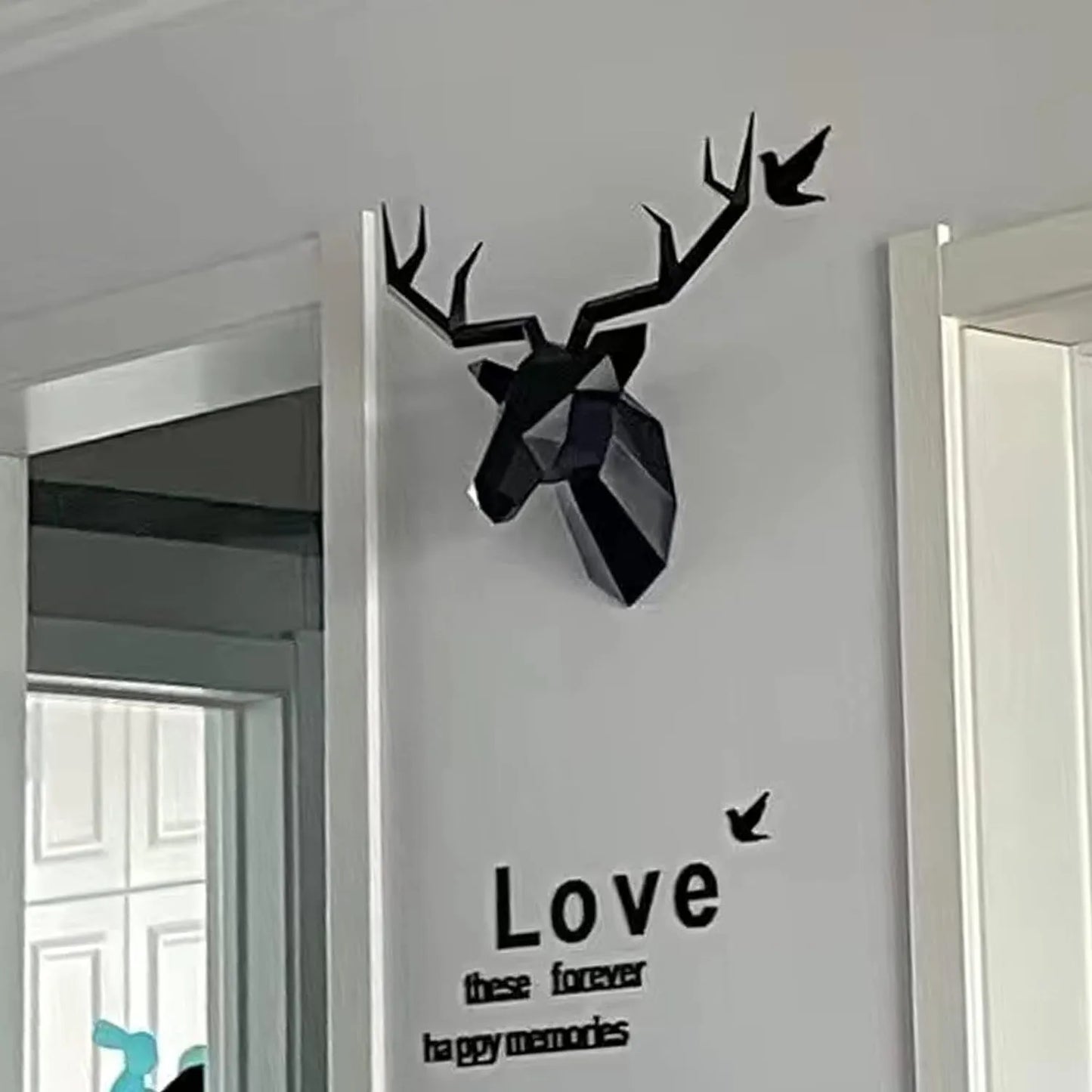 3D Geometric Deer Head Wall Sculpture in Resin