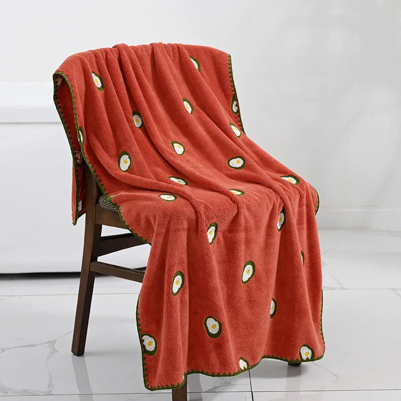 Embroidered Fruit Bath and Hand Towels Set