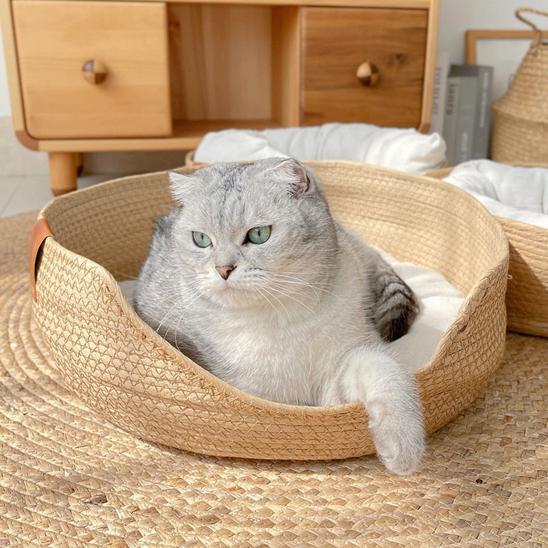 Eco-Friendly Bamboo Pet Bed for Dogs and Cats