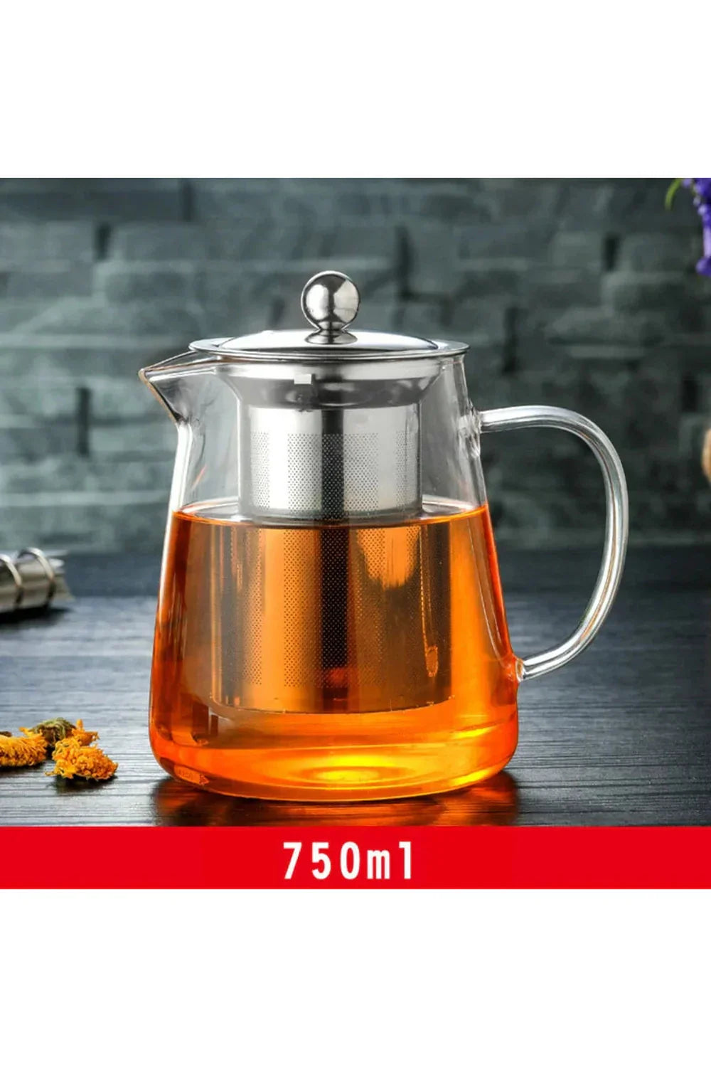 Stainless Steel Infuser Glass Teapot - 18.5 oz, 25.4 oz, 32 oz, 44 oz