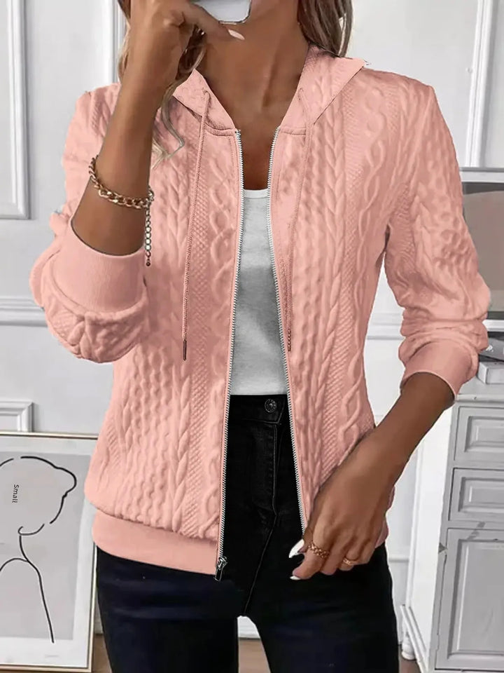 Elvarine | Cable Knit Zip-Up Bomber Jacket