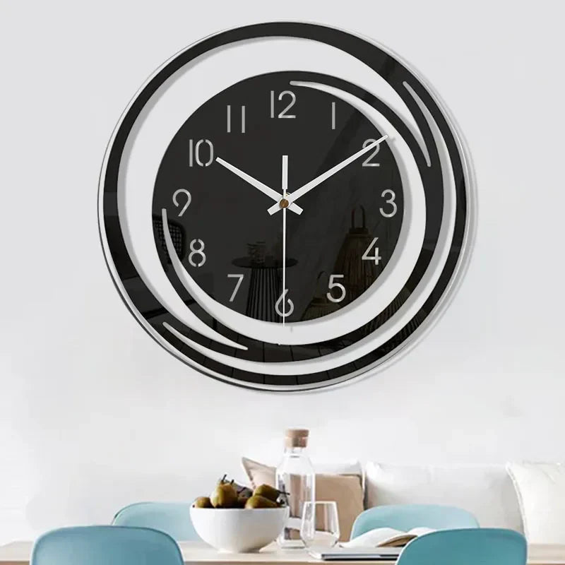 Black Acrylic Minimalist Wall Clock - Modern Nordic Design