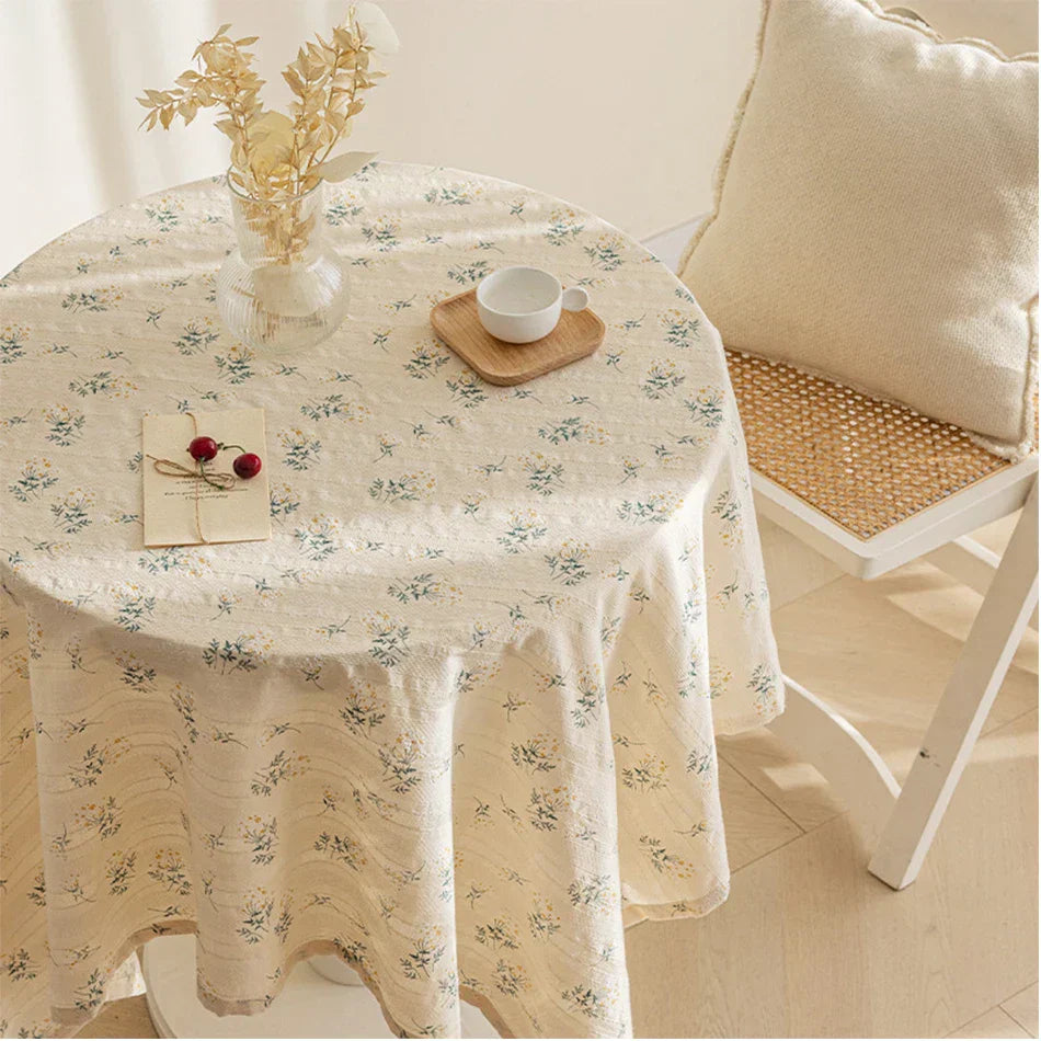 Floral Cotton Tablecloth in Rectangular and Round Shapes