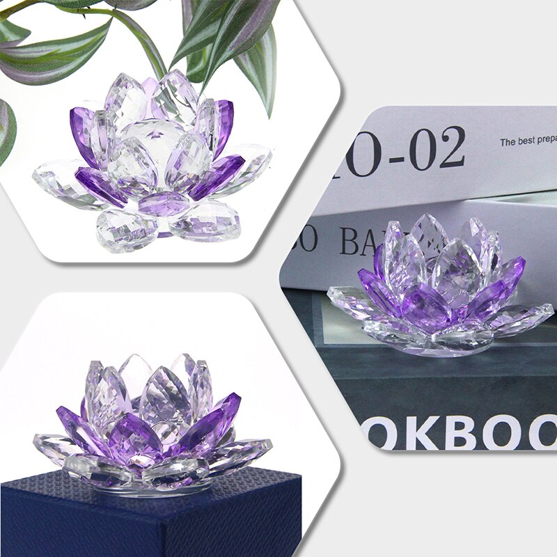 Crystal Lotus Flower Glass Paperweight - Elegant Keepsake Gift