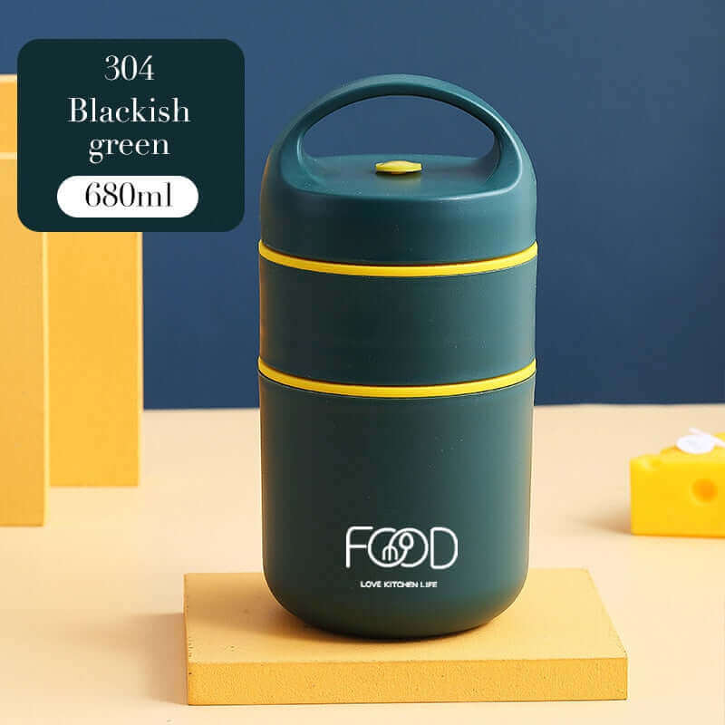 Leak-Resistant Stainless Steel Thermal Lunch Box 680ml