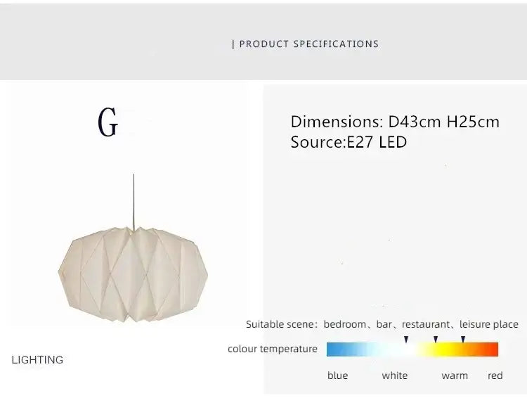 Origami-Inspired White Paper Lantern - Modern Minimalist Design