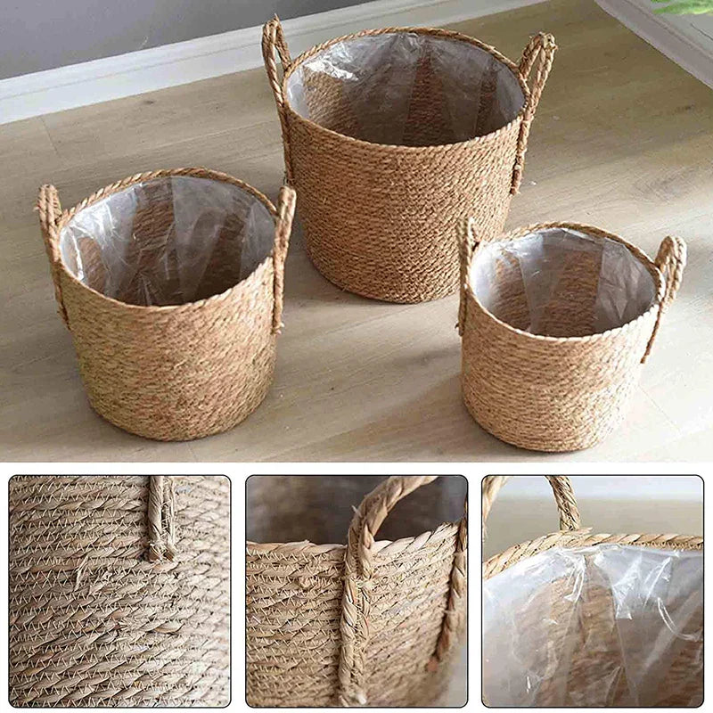 Handwoven Extra Large Straw Flower Pot Storage Basket