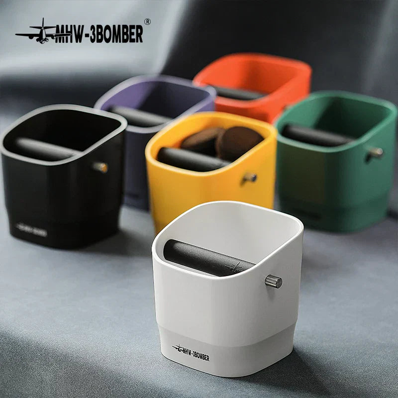Espresso Knock Box with Detachable Knock Bar and Non-Slip Base, 0.9-1.2L Capacity