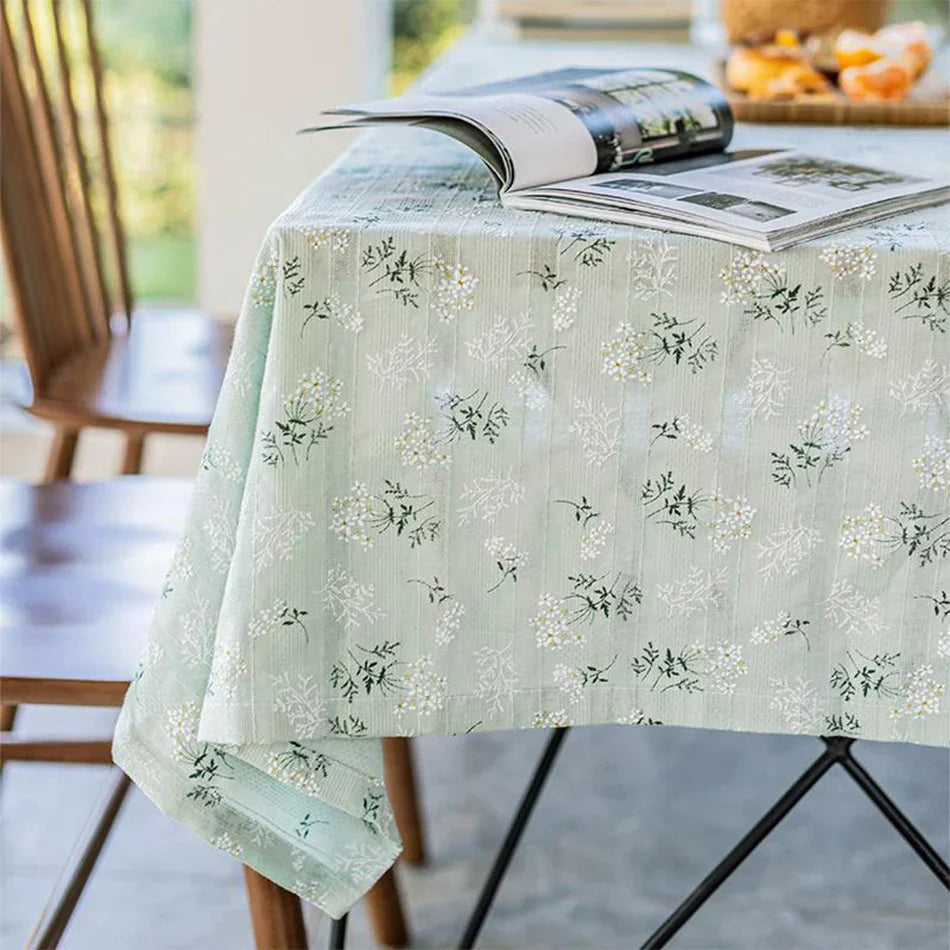 Floral Cotton Tablecloth in Rectangular and Round Shapes