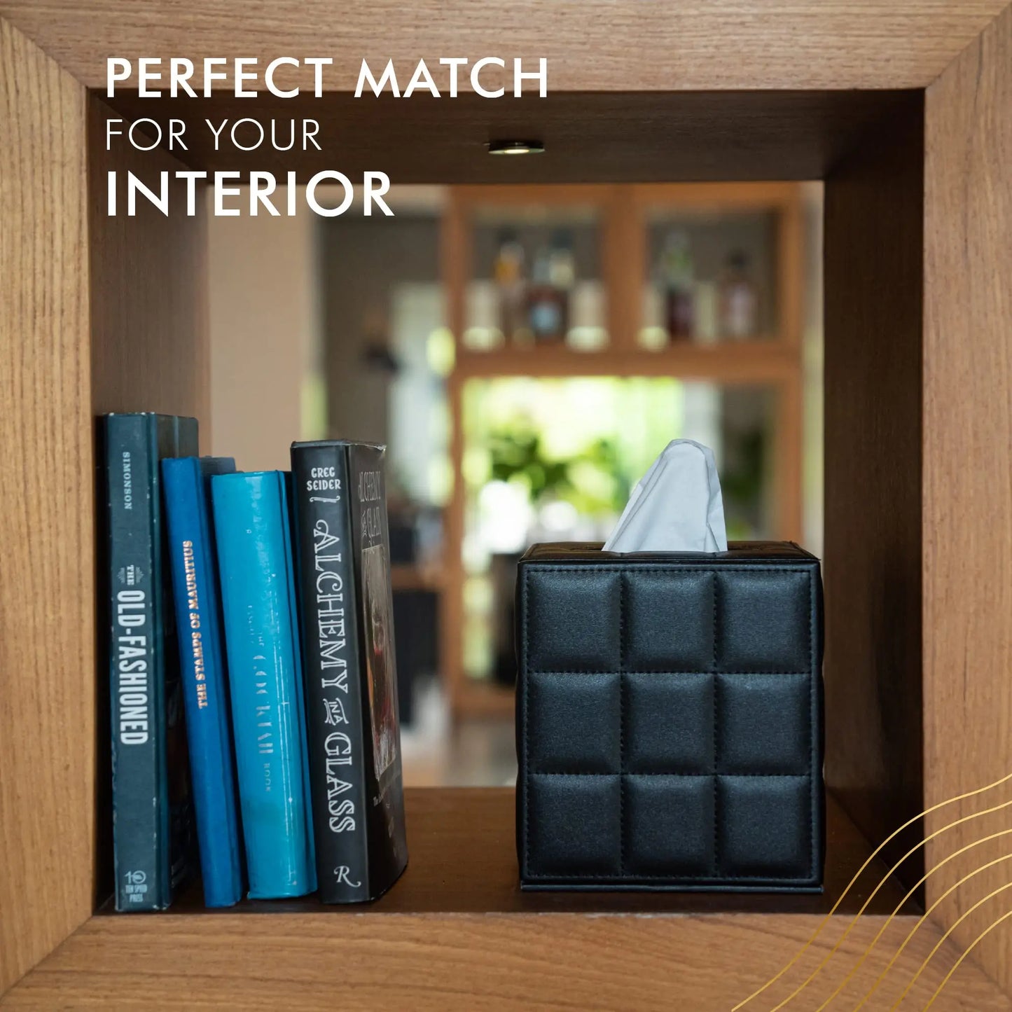 Square Leather Tissue Box Holder and Napkin Dispenser