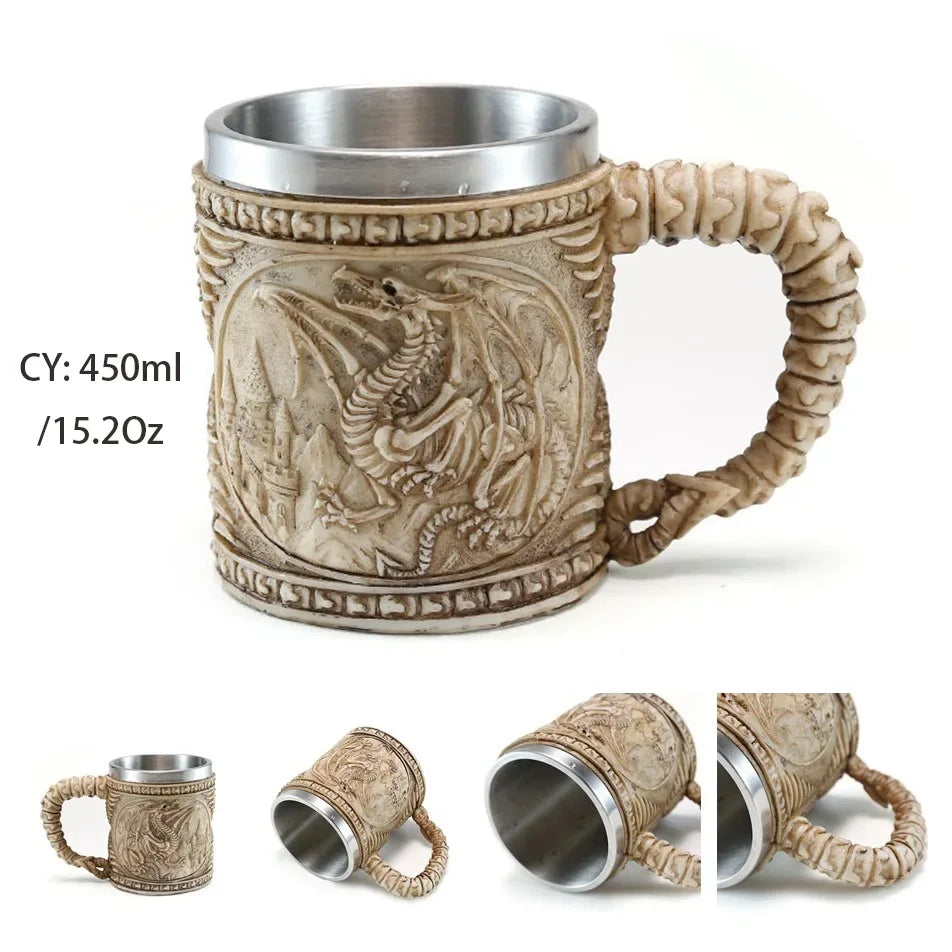 Medieval Dragon Resin and Stainless Steel Mug 600ml