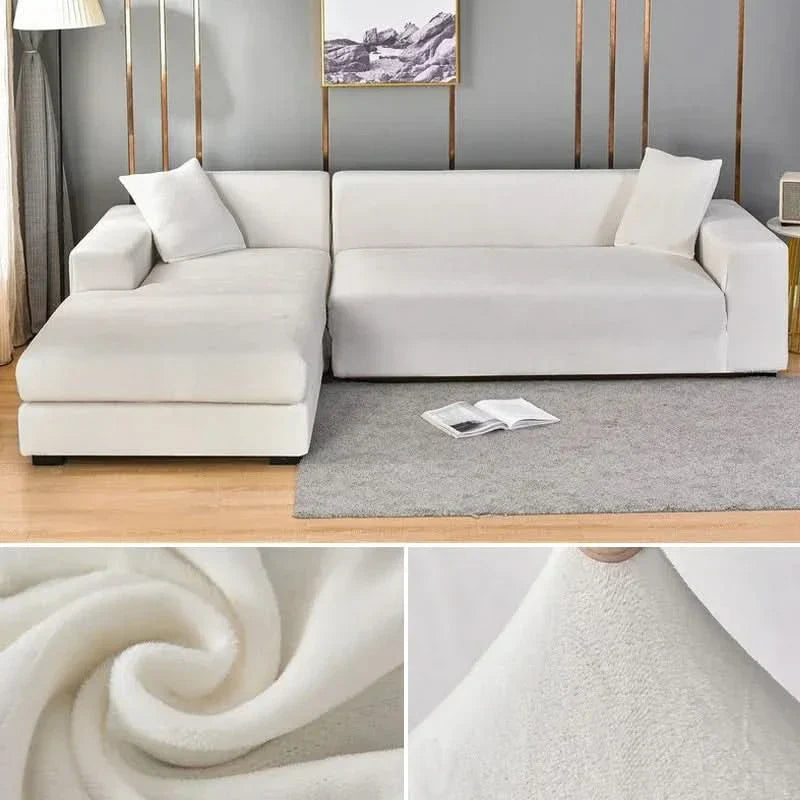 Stretch Velvet Sofa Cover for L-Shaped and Traditional Couches