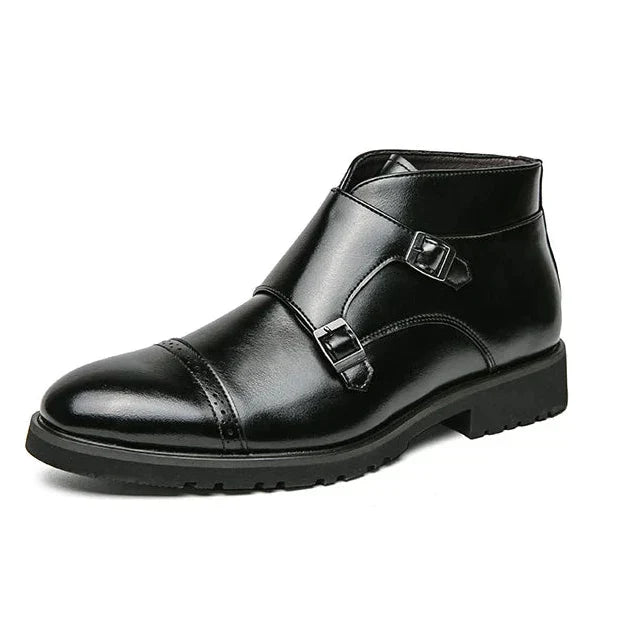 Darell | Double Monk Strap Orthopedic Leather Boots