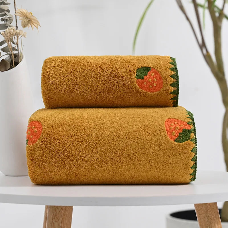 Embroidered Fruit Bath and Hand Towels Set