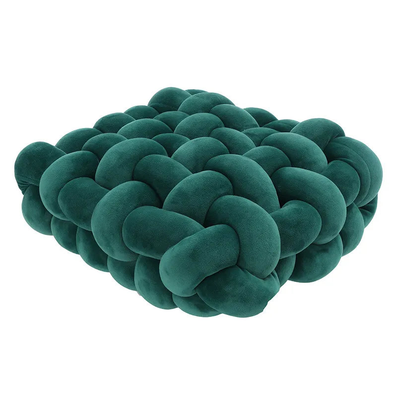 Square Plush Knitted Throw Pillow in Crystal Velvet