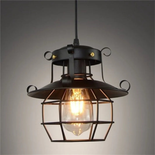 Dimmable Retro Industrial Pendant Light in Black