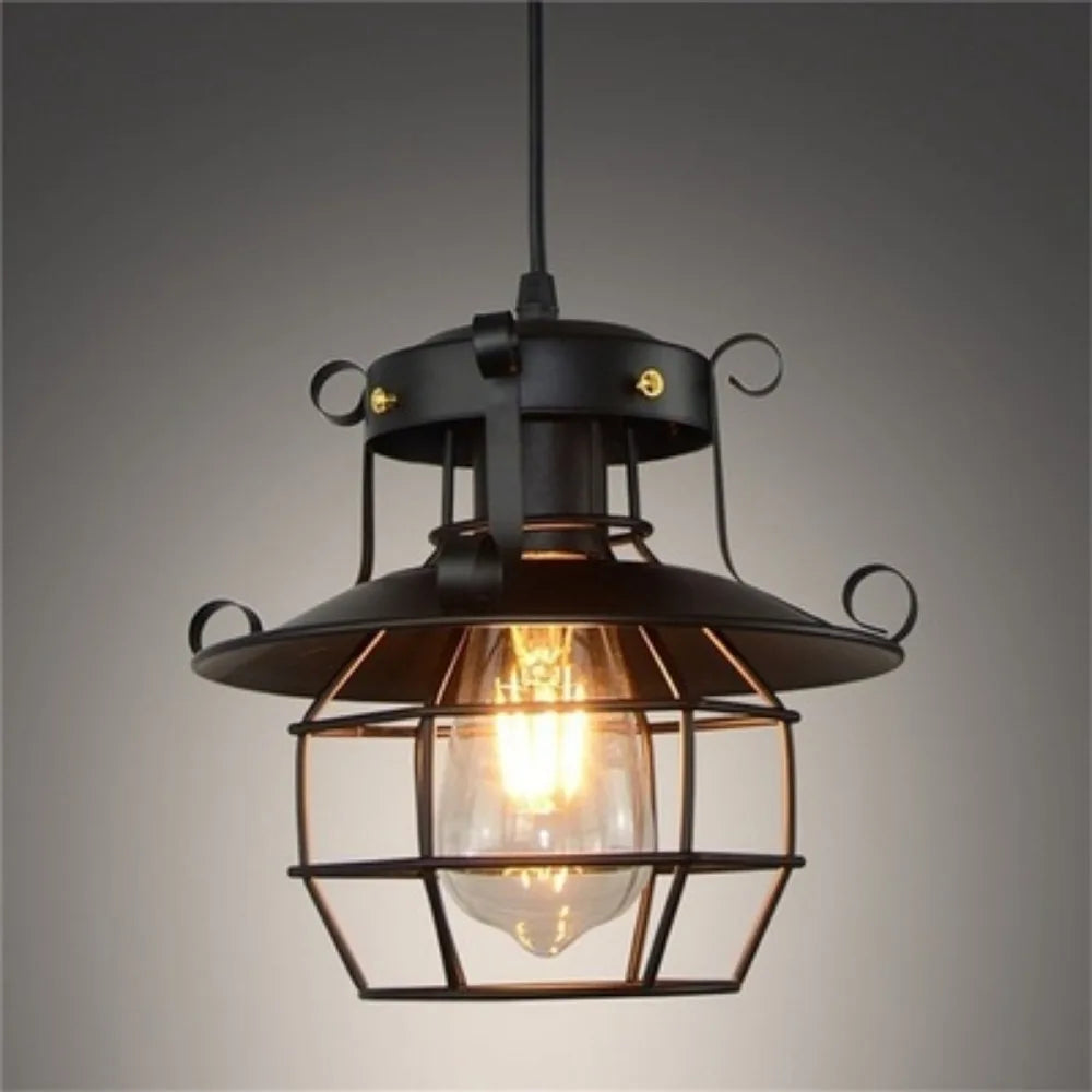 Retro Industrial Dimmable Pendant Light in Black