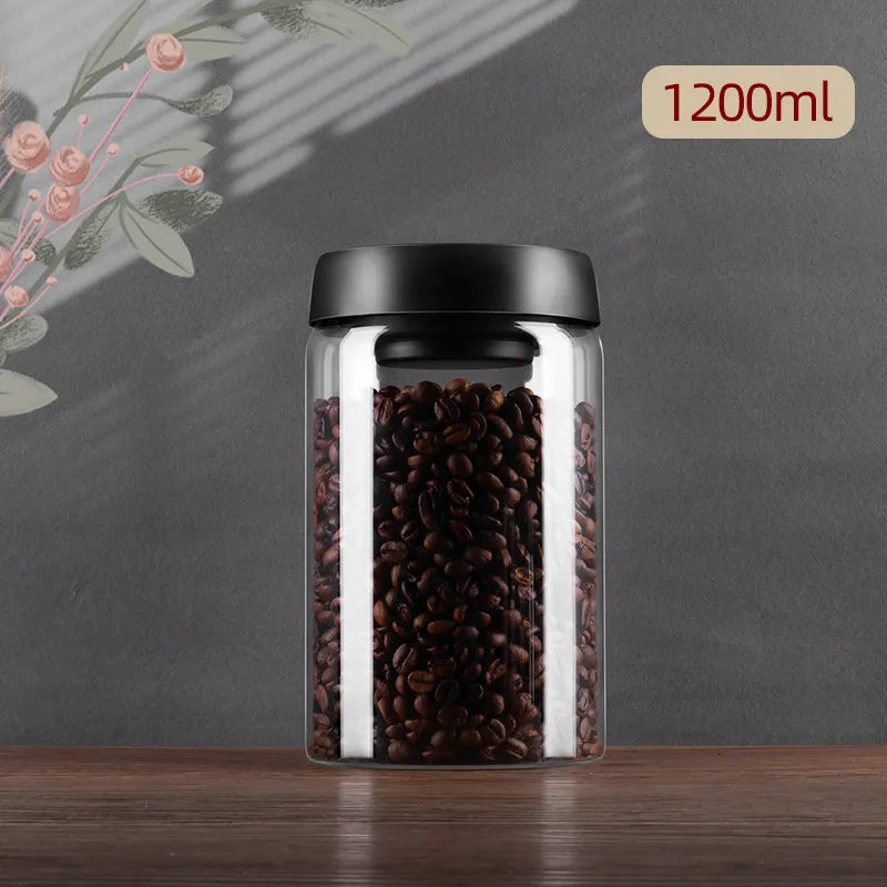 Airtight Glass Vacuum Sealed Canister for Coffee Beans and Food Storage