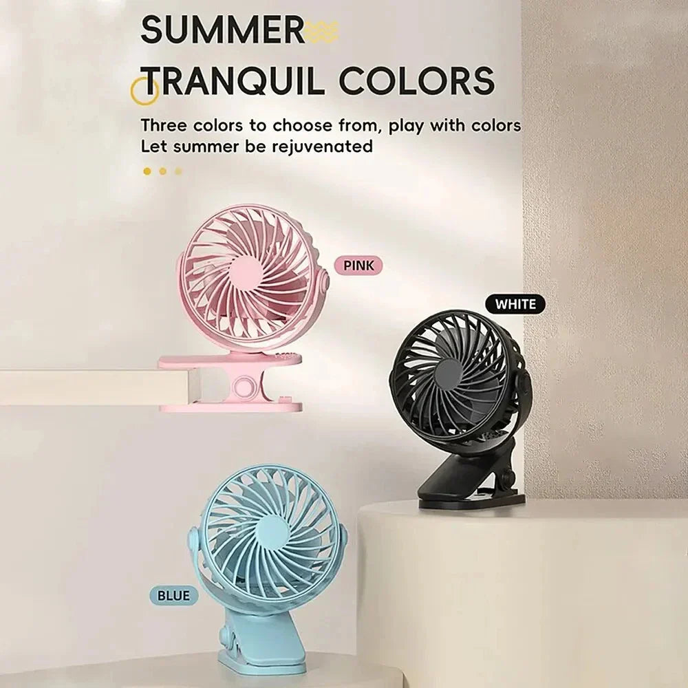 Rotatable USB Fan with Night Light and 3 Speed Settings