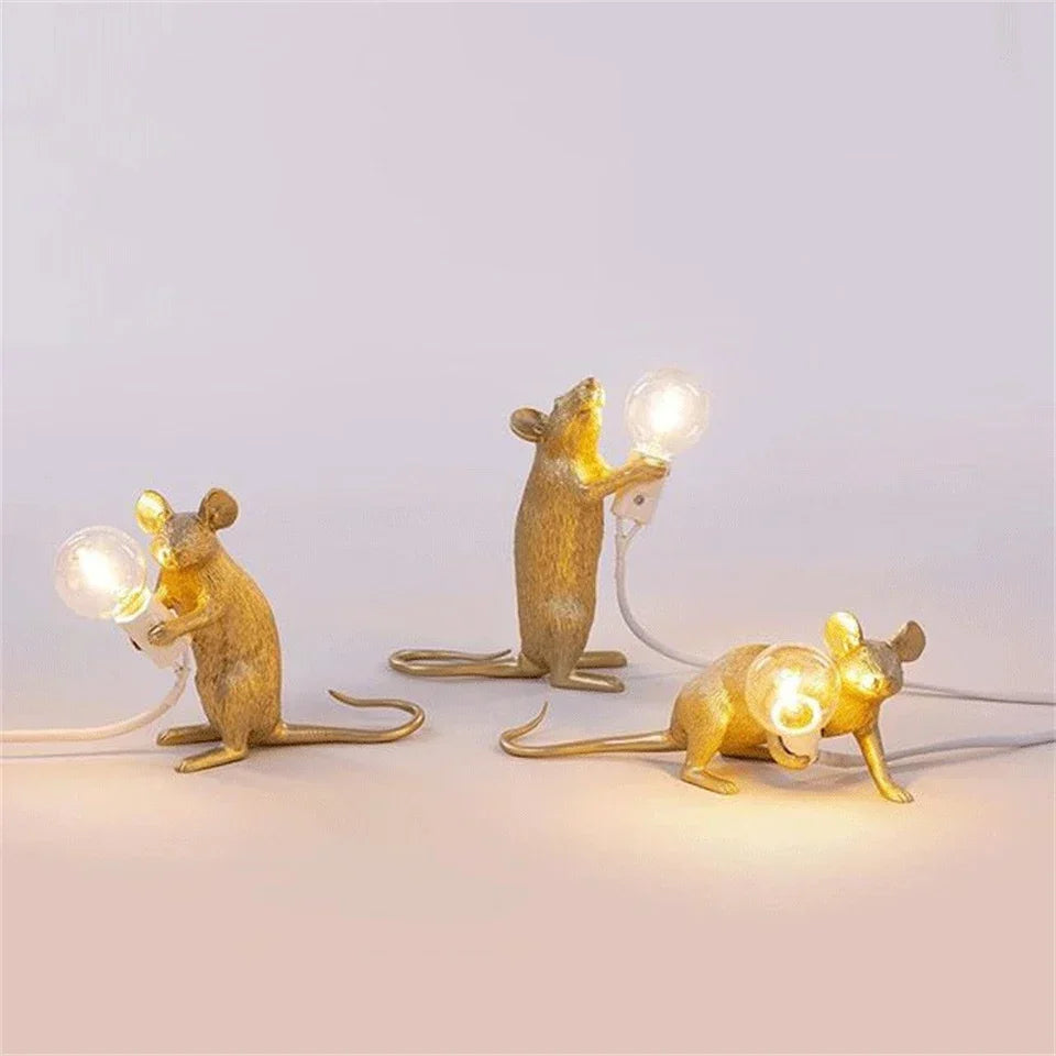 LED Animal Table Lamps - Resin Rat, Cat, Squirrel Night Lights