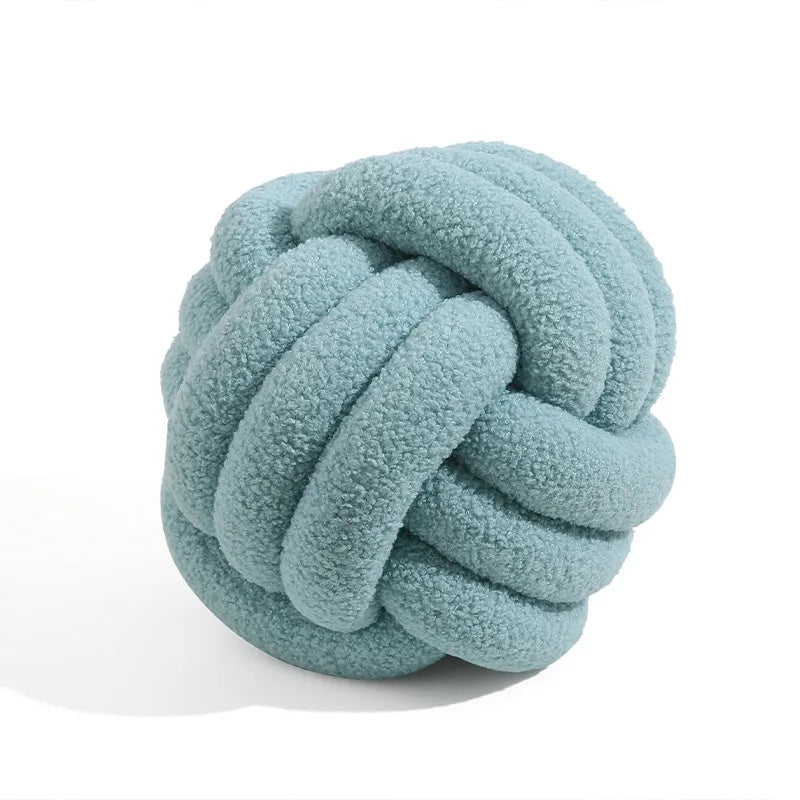 Cozy Hand-Knotted Sheepskin Ball Throw Pillow
