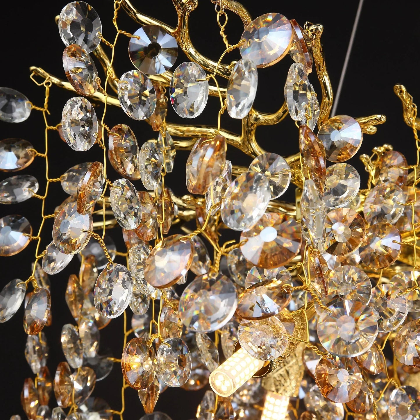 Long Crystal Pendant Chandelier with Remote Control - Nordic LED Island Light