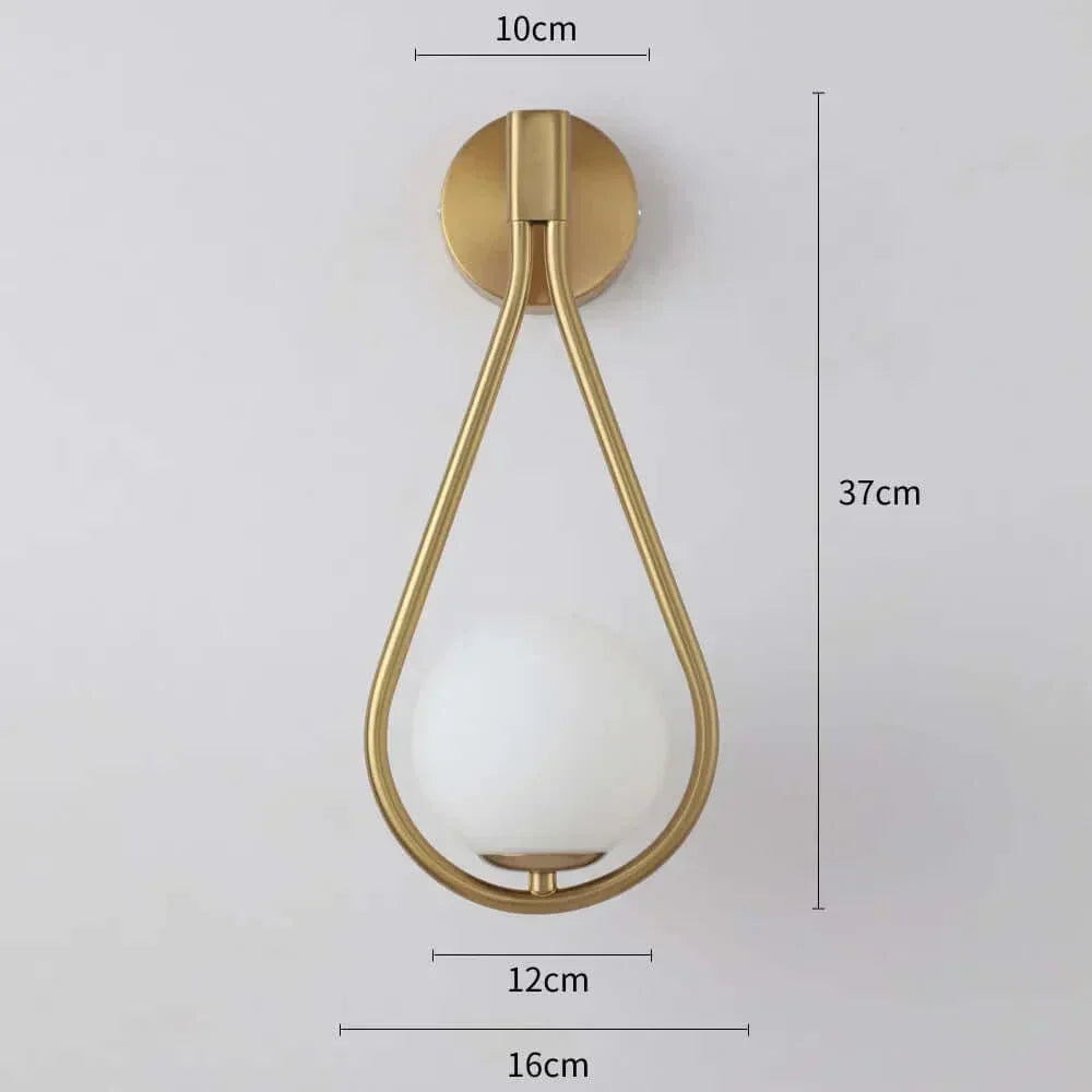 Modern Glass Orb Wall Light in Black or Gold Finish
