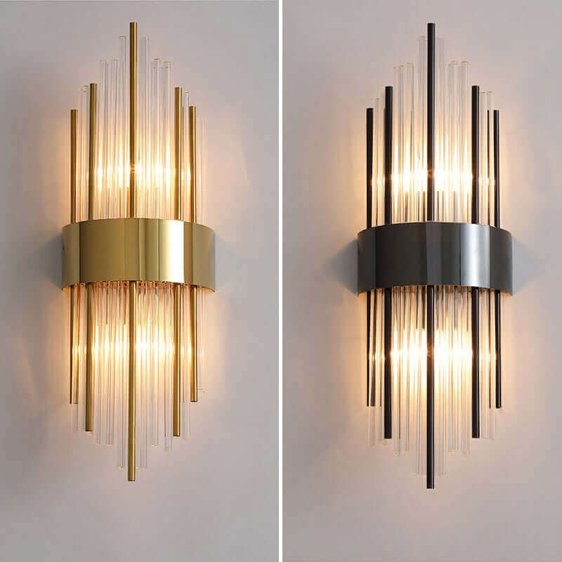 Art Deco Gold Wall Lights with Up & Down Shades