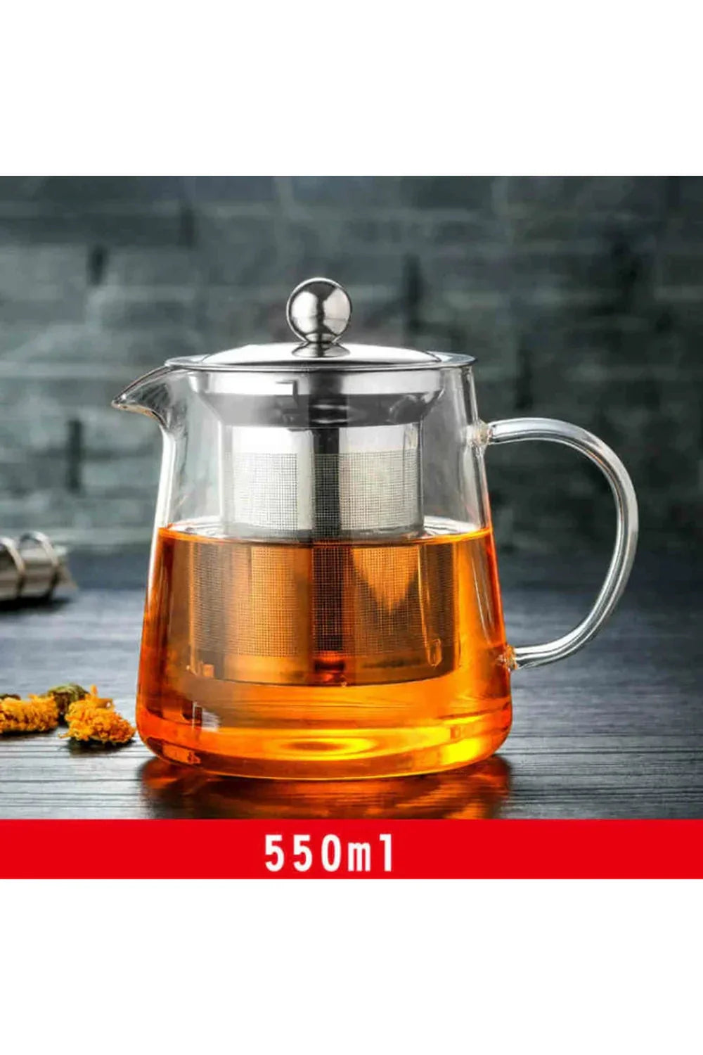 Stainless Steel Infuser Glass Teapot - 18.5 oz, 25.4 oz, 32 oz, 44 oz