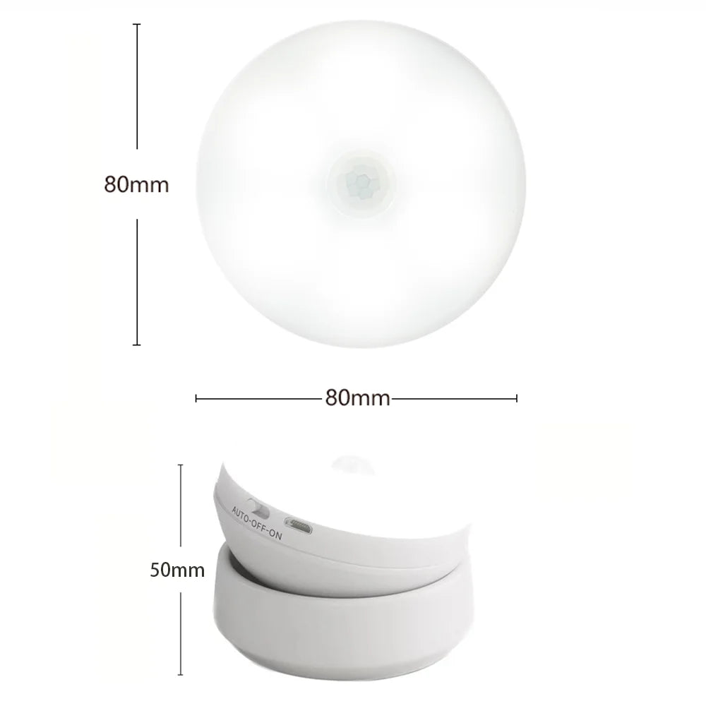 Rechargeable Motion Sensor LED Night Light with 360° Rotation and Magnetic Base