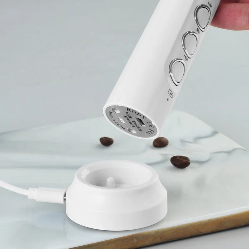 Rechargeable Electric Milk Frother 3-in-1 Handheld Drink Mixer