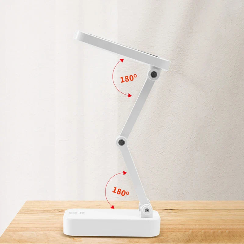Foldable Solar LED Table Lamp with USB Charging, Dimmable Touch Control