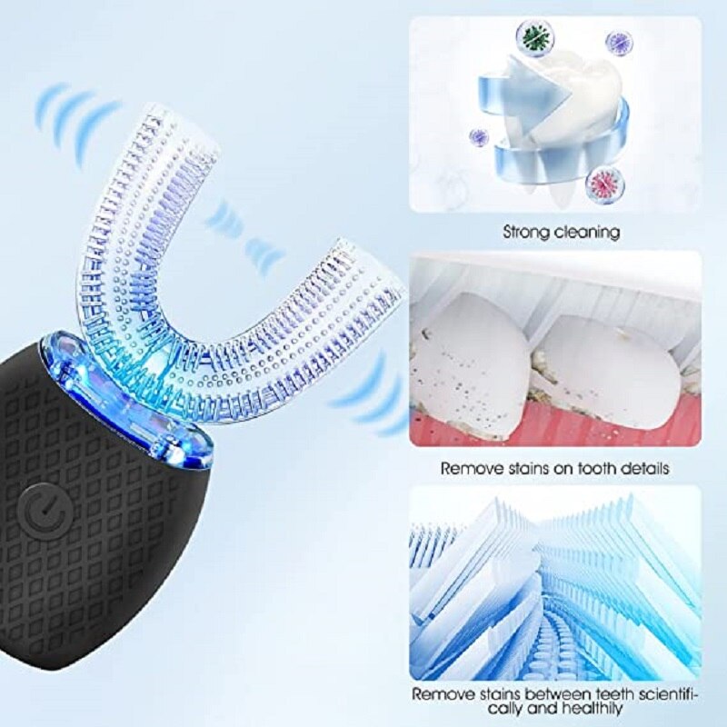 U-Shape Blue Light Electric Tooth Cleaner with USB Charging