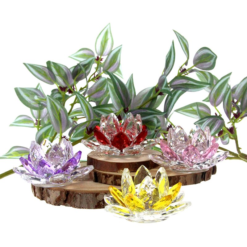 Crystal Lotus Flower Glass Paperweight - Elegant Keepsake Gift