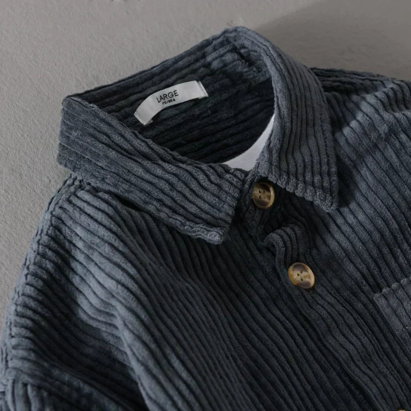Men's Comfortable Fit Cotton Corduroy Shirt with Chest Pocket