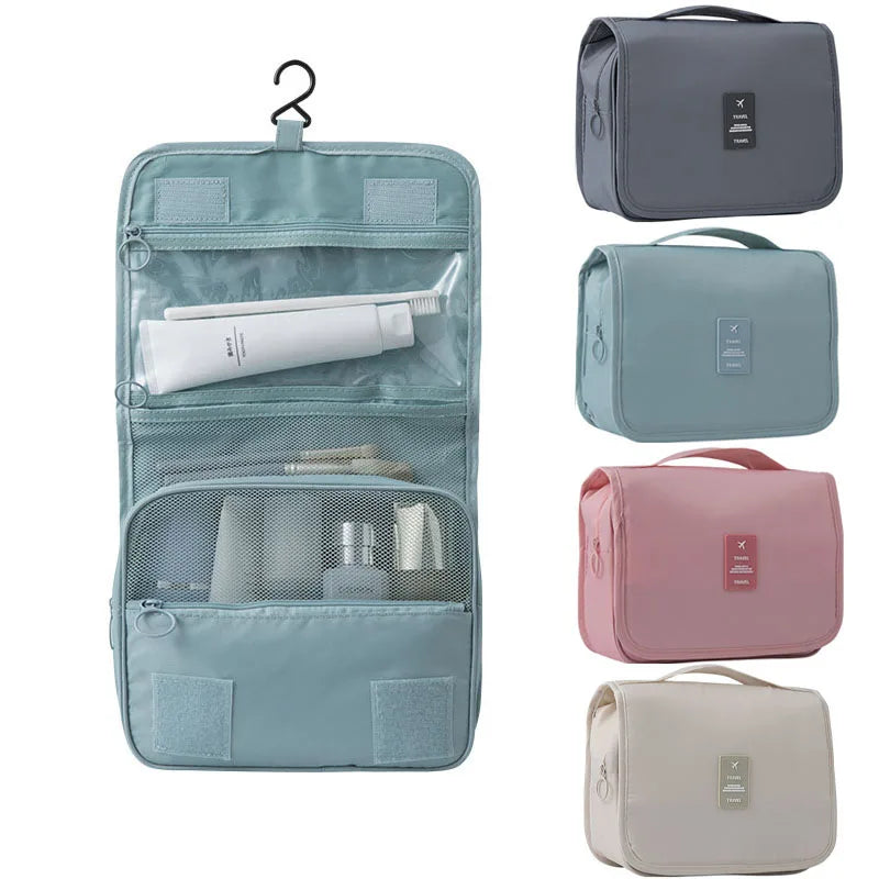 Compact Hanging Toiletry Bag with 6 Compartments and Water-Resistant Polyester
