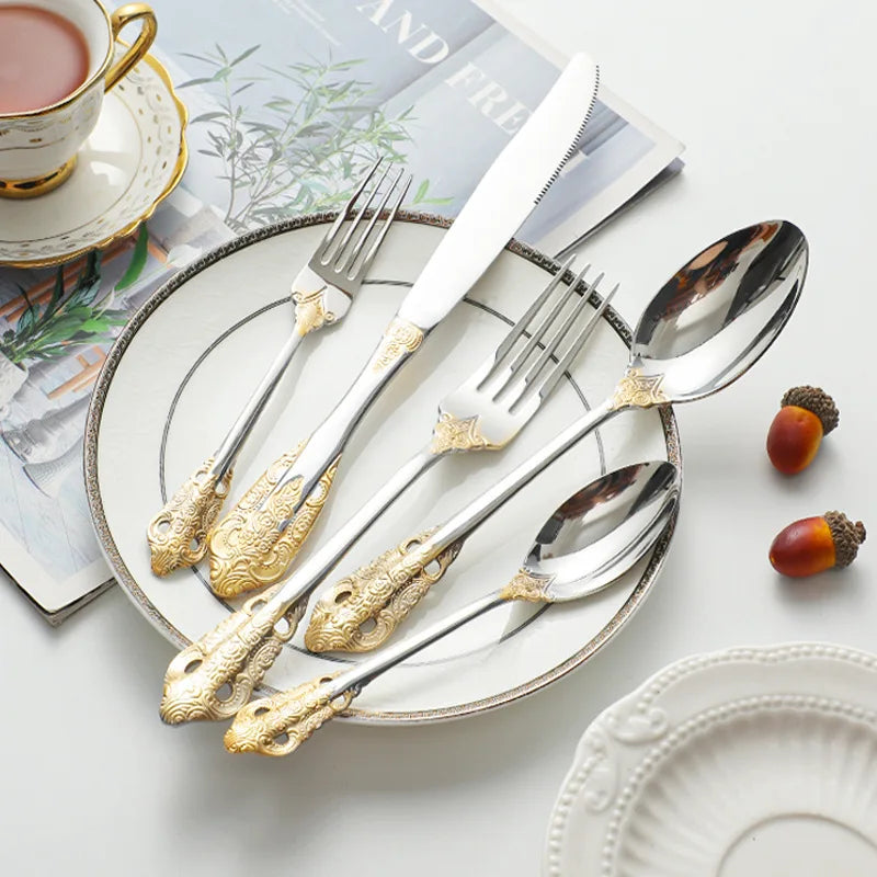 Gold-Plated Stainless Steel Cutlery Set