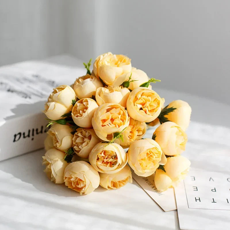 Silk Peony Wedding Bouquet with 27 Realistic Blooms