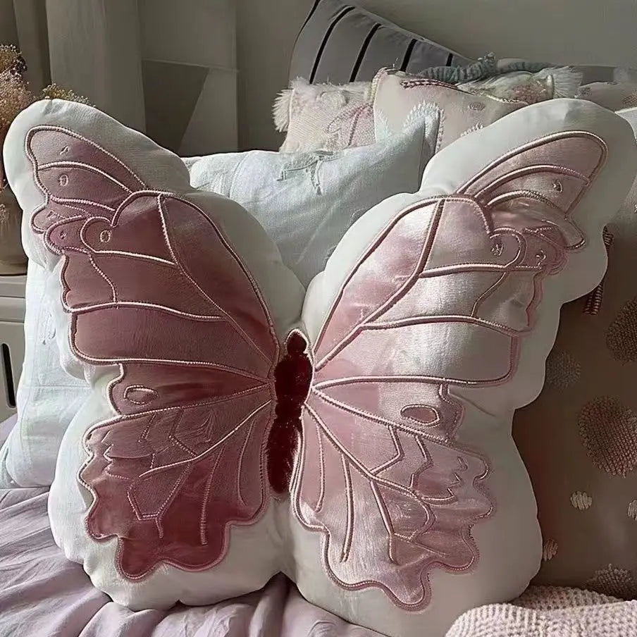 Butterfly Wing Decorative Pillow in Pink