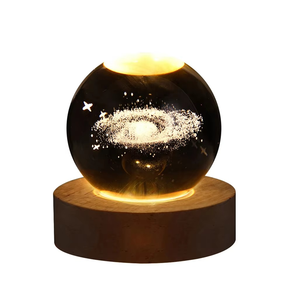 RGB Crystal Ball Night Light with Milky Way and Moon Design