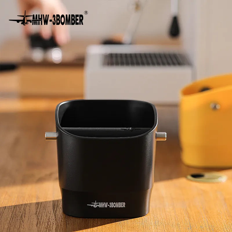 Espresso Knock Box with Detachable Knock Bar and Non-Slip Base, 0.9-1.2L Capacity