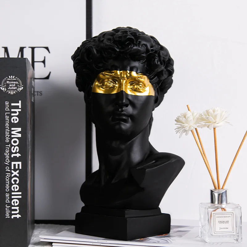 David Head Resin Bust Sculpture - Modern Abstract Art for Home Decor