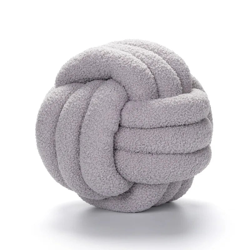 Cozy Hand-Knotted Sheepskin Ball Throw Pillow