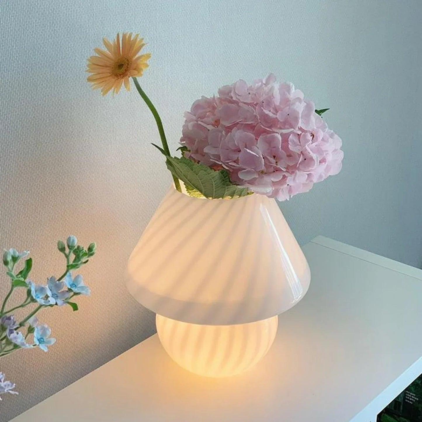 Murano Glass Mushroom Desk Lamp with Vintage Stripes