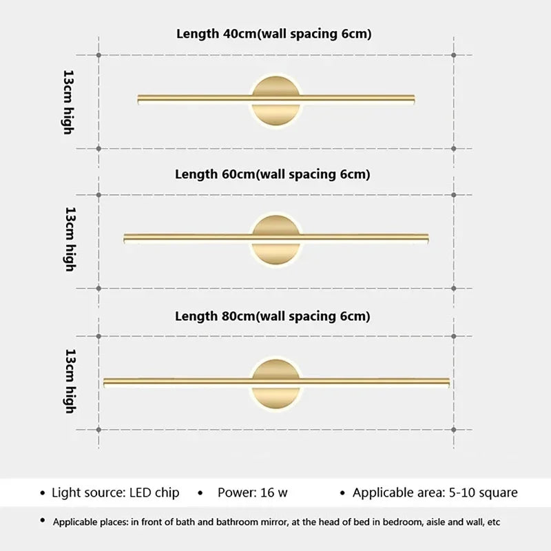 Modern LED Wall Lamp - Elegant Minimalist Design for Bathroom and Bedroom