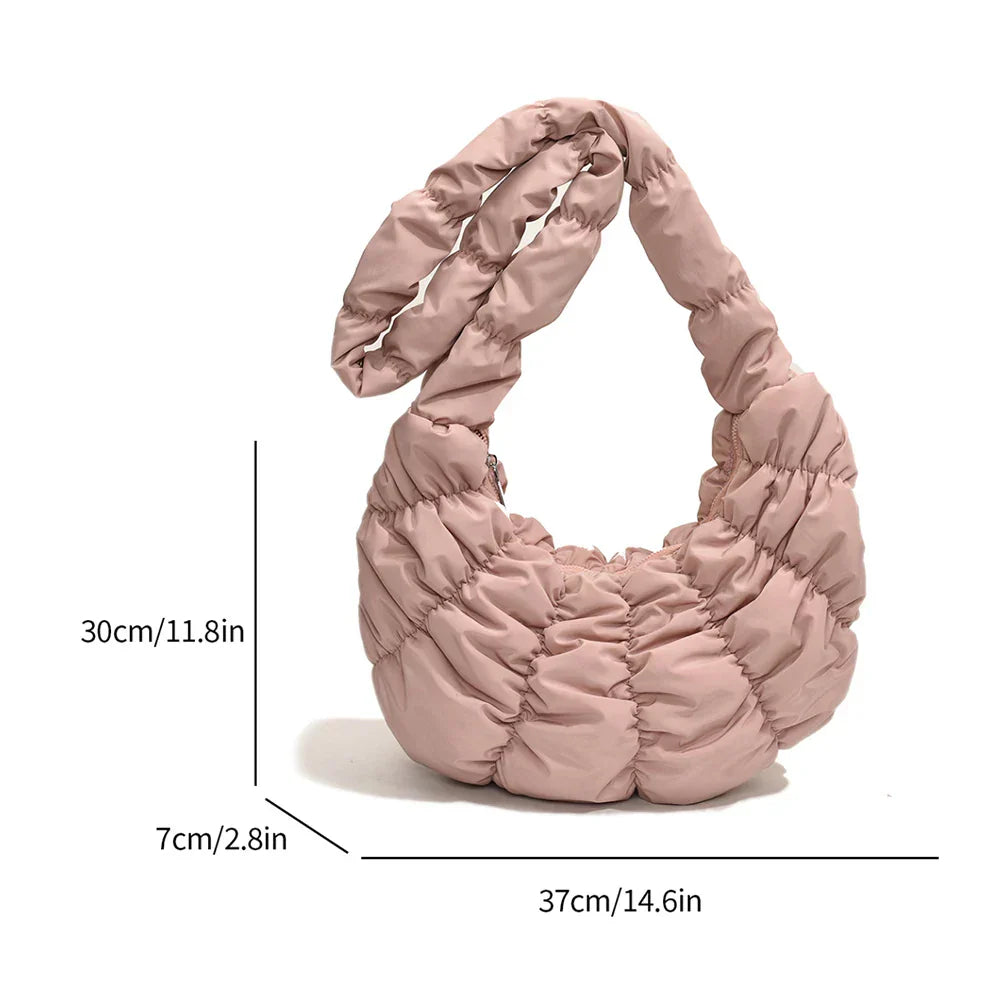 Puff Croissant Shoulder Bag - Lightweight Nylon Tote