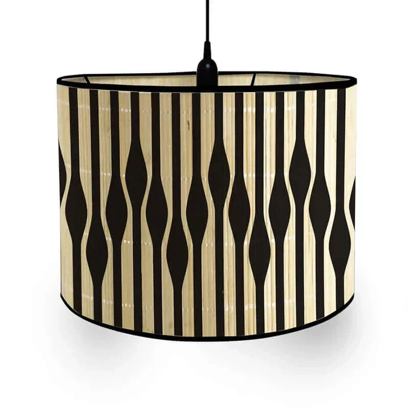 Art Deco Bamboo and Iron Drum Lampshade