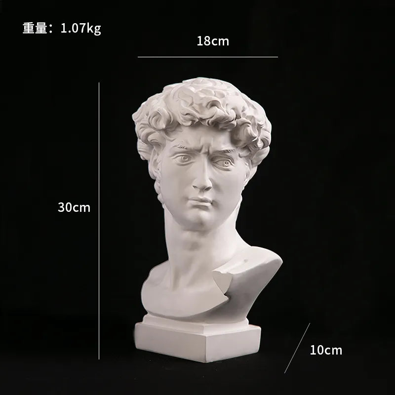 David Head Resin Bust Sculpture - Modern Abstract Art for Home Decor